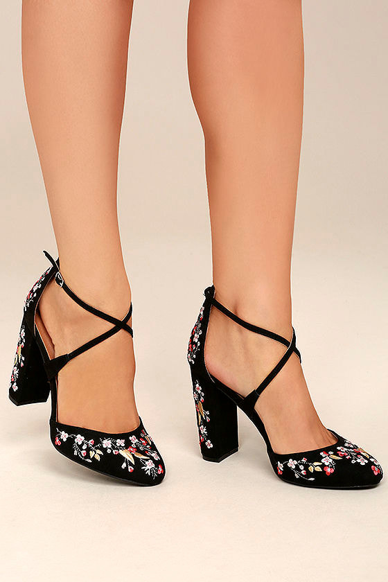 embroidered heels