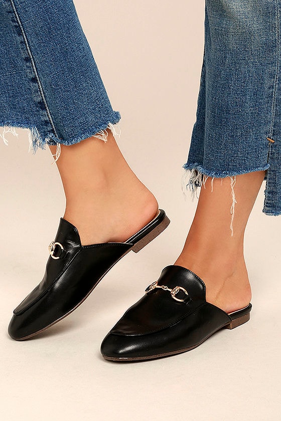 Luxe Loafer Slides - Black Loafer 