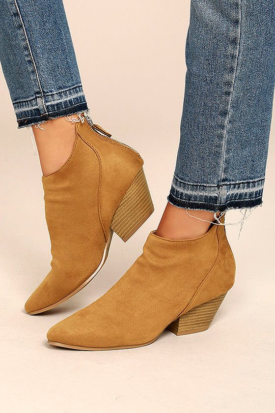 suede booties tan