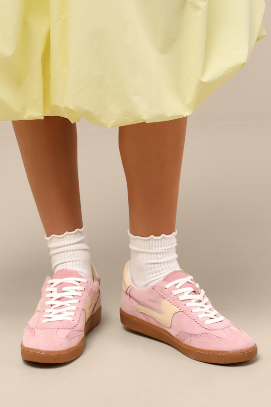Notice Guava Suede Leather Color Block Lace-Up Sneakers - thumbnail 2