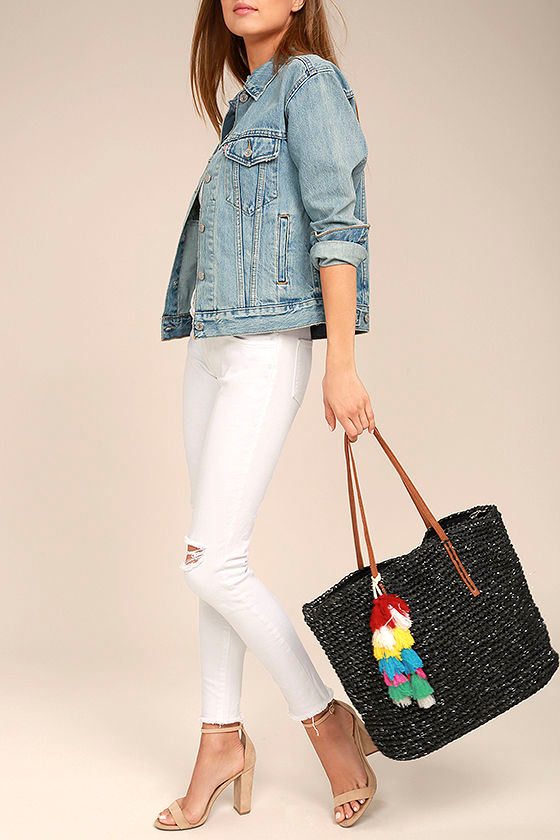 Cute Black Tote Bag Woven Tote Bag Vegan Tote Bag 34.00 Lulus