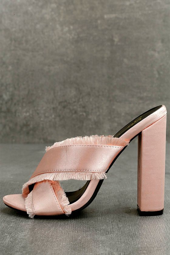 blush pink satin heels