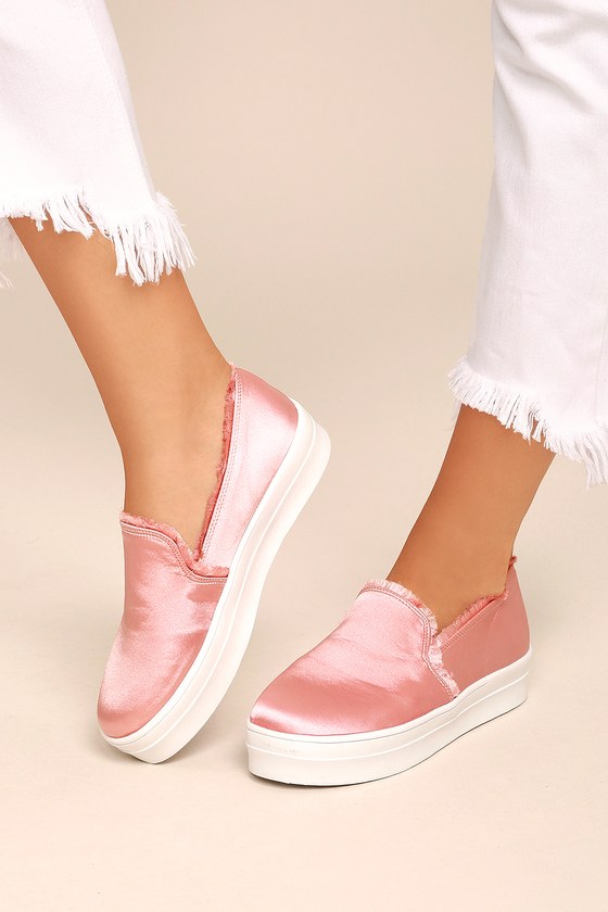 Cool Blush Slip-On Sneakers - Satin Slip-On Sneakers - Flatform Slip-On Sneakers - $33.00 - Lulus