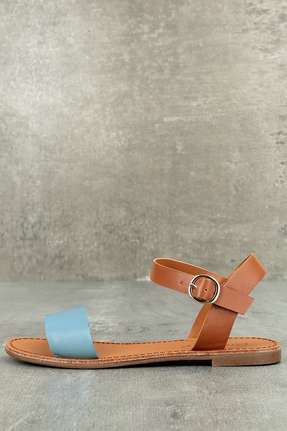 Cute Blue Sandals - Flat Sandals - Ankle Strap Sandals - $17.00 - Lulus