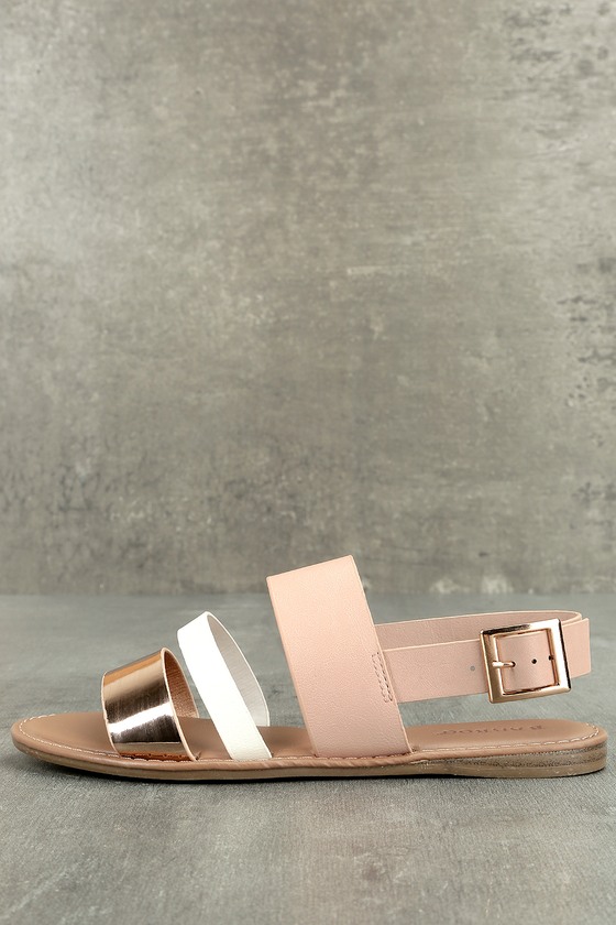 rose gold flat sandals for wedding
