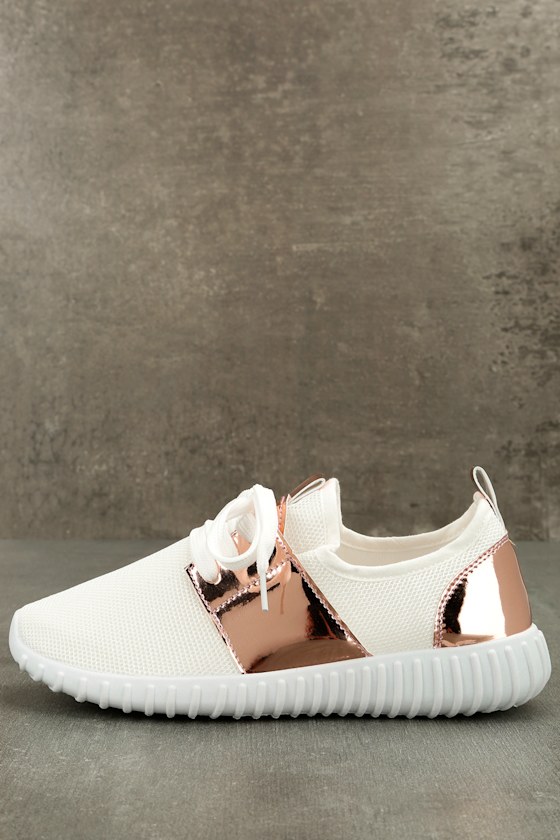 Lena White Knit Sneakers 1