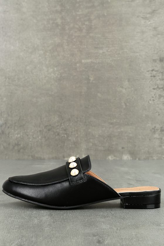 Zinnia Black Loafer Slides 1