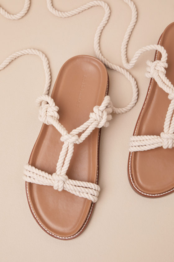 Haven Off White Rope Lace-Up Sandals 2