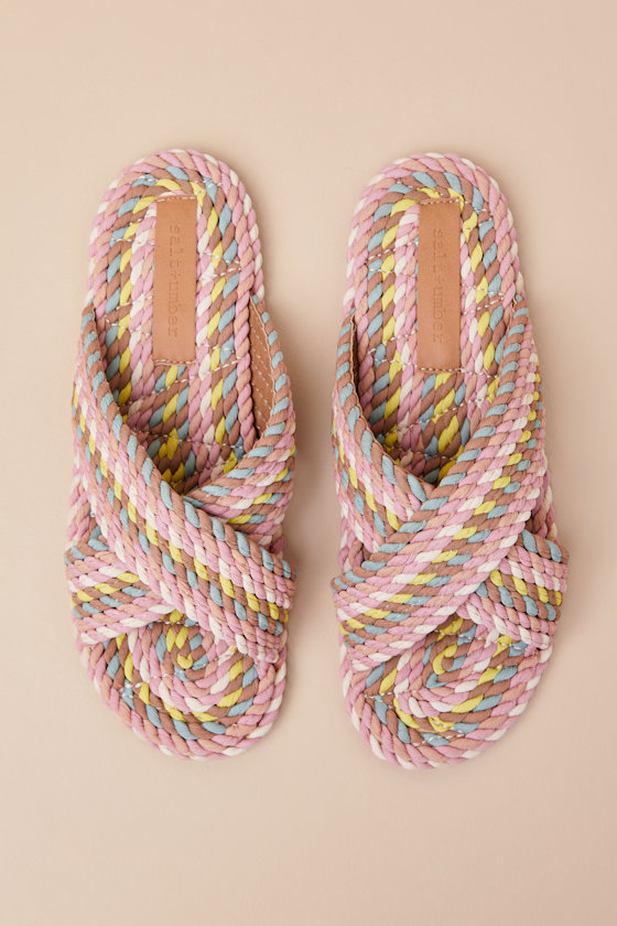 Salt & Umber Saraya - Multi Woven Sandals - Woven Slide Sandals - Image 2