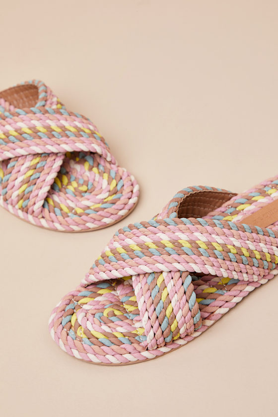Salt & Umber Saraya - Multi Woven Sandals - Woven Slide Sandals