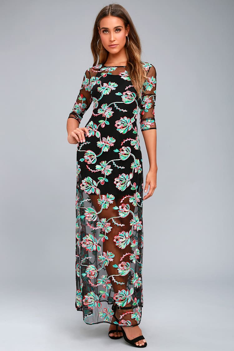 counter zed: Black Mesh Dress With Embroidered Flowers : Click To Buy ...