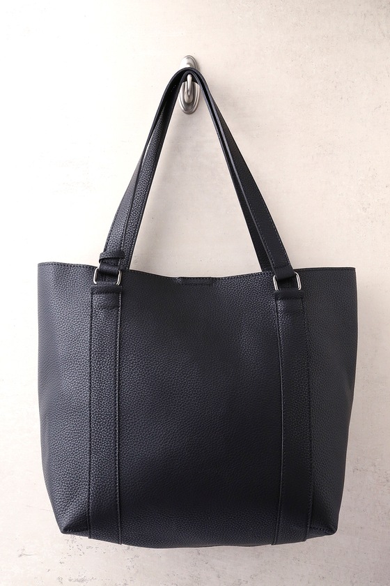 Cute Black Tote Bag - Faux Leather Tote Bag - Oversized Tote Bag - Lulus