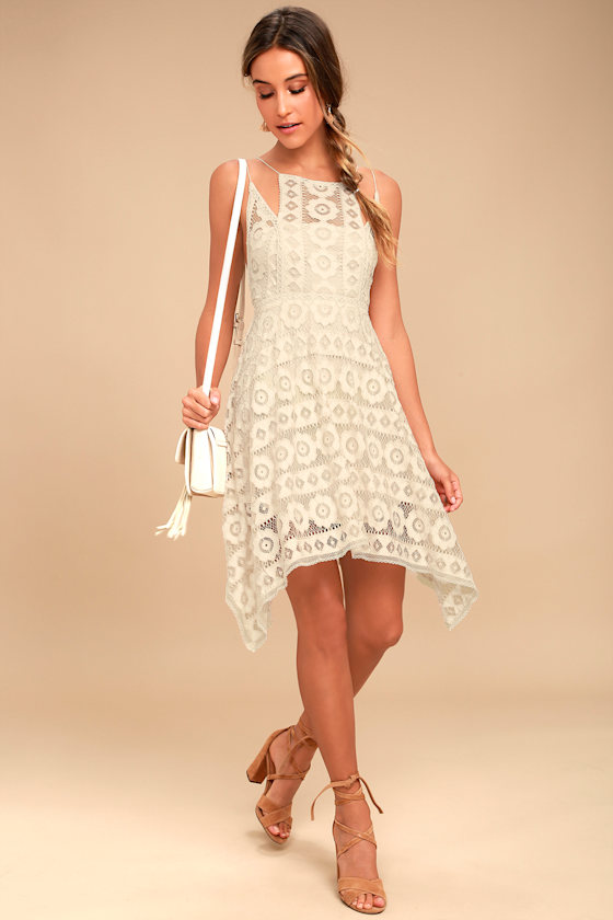 Free People Just Like Honey Beige Lace Dress 1