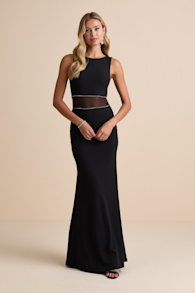 Just Exquisite Black Rhinestone Mermaid Maxi Dress 2