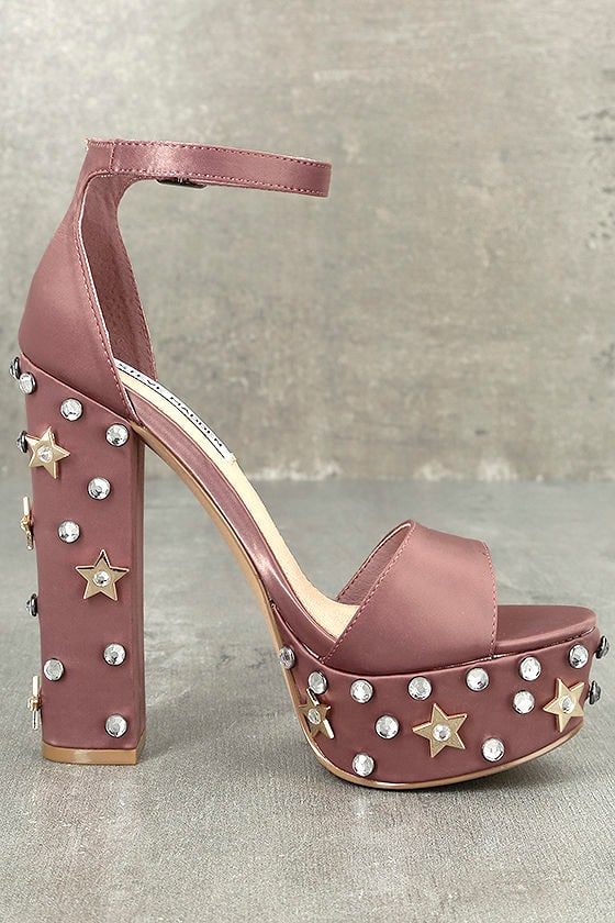 dusty rose lace up heels
