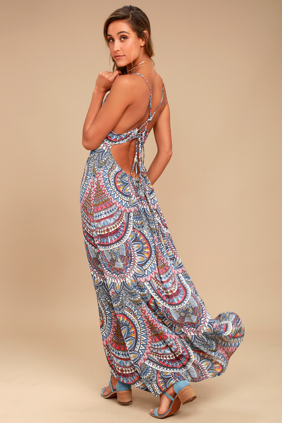 Places to Be Blue Print Maxi Dress