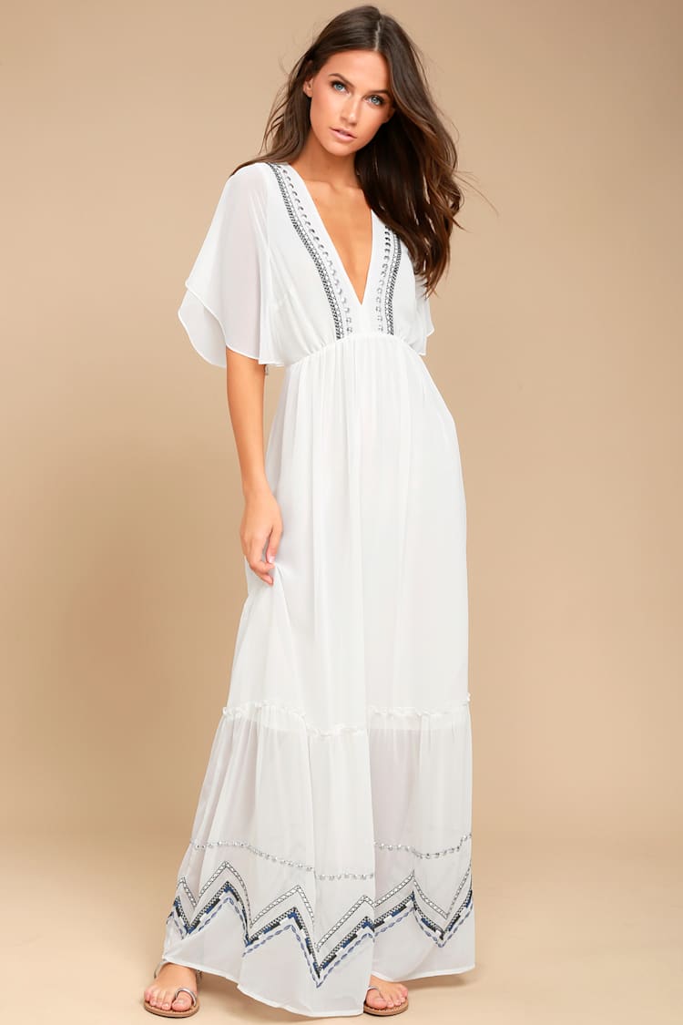 Adelyn Rae Chandra White Embroidered Maxi Dress Adelyn Rae Chandra White Embroidered Maxi Dress