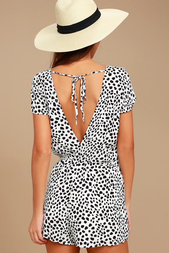 Hottie Dotty Black and White Print Romper 2