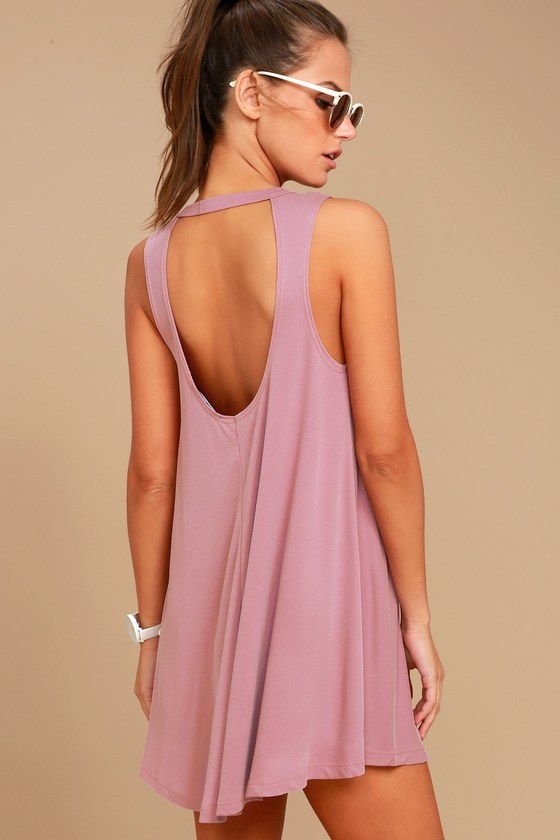 Cute Mauve Dress Swing Dress Sleeveless Dress Lulus 