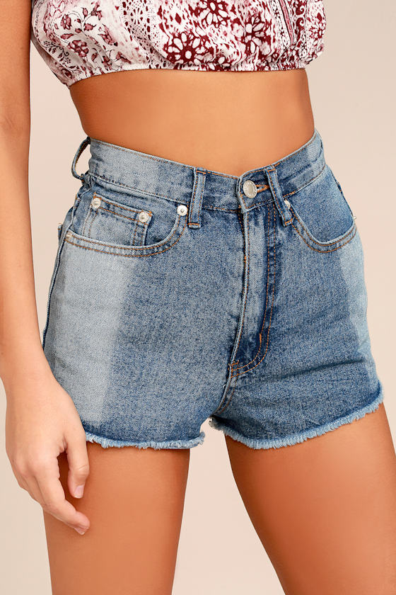 Cool Cutoff Shorts Distressed Denim Shorts TwoTone Denim Shorts
