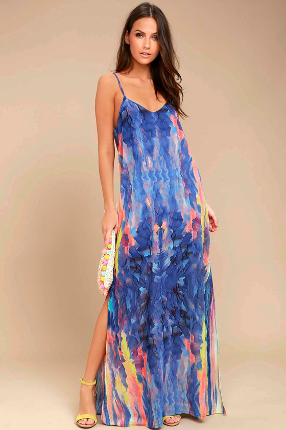 watercolour maxi dress