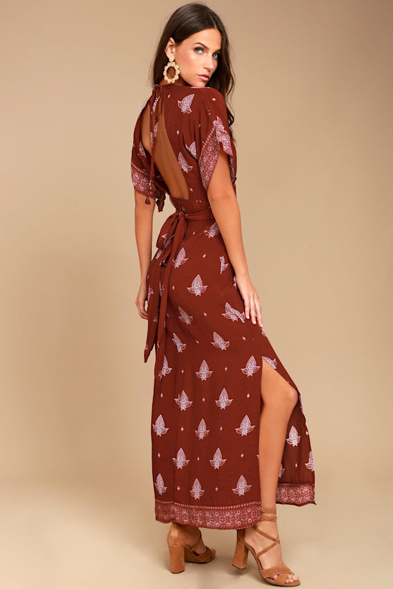 Faithfull the Brand Tuula Rust Red Print Maxi Dress 2