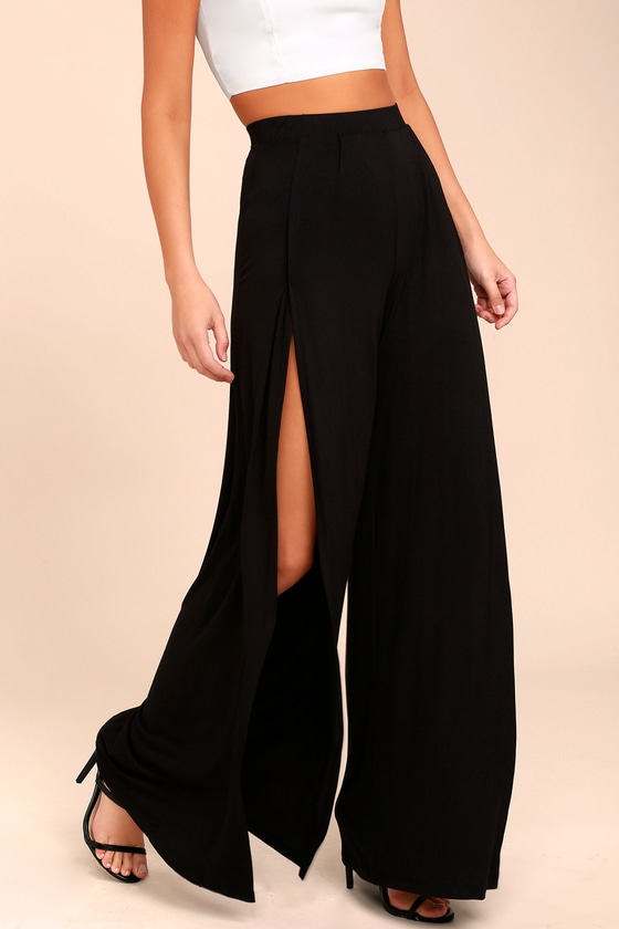Cute Wide Leg Pants - Tulip Hem Pants - High Waist Pants - Black Pants