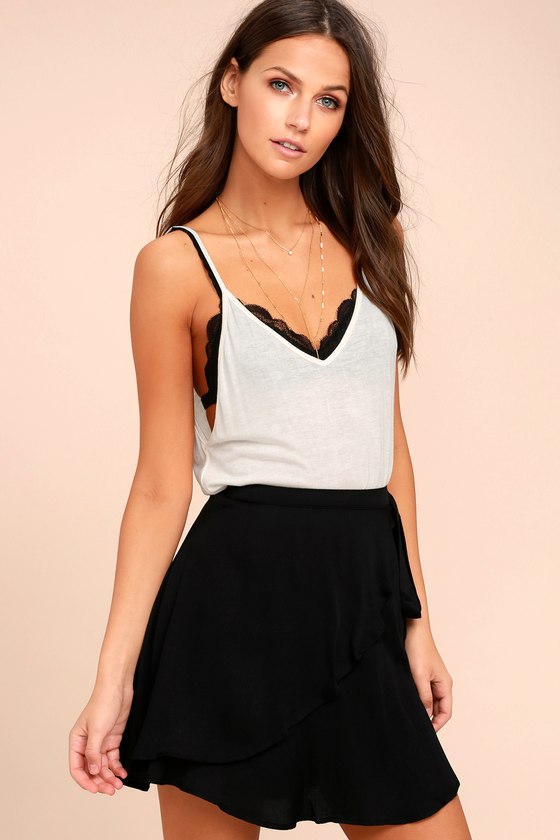 Cute Black Wrap Skirt - Surplice Skirt 