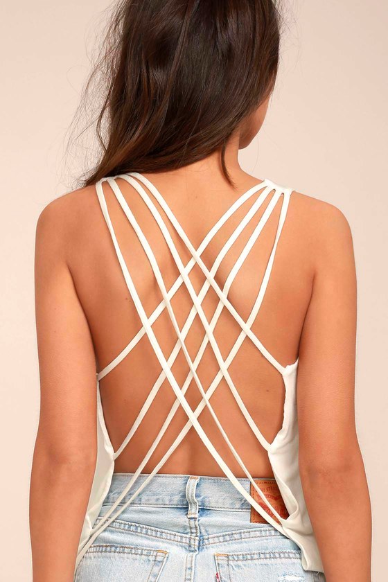Back At It White Backless Tank Top