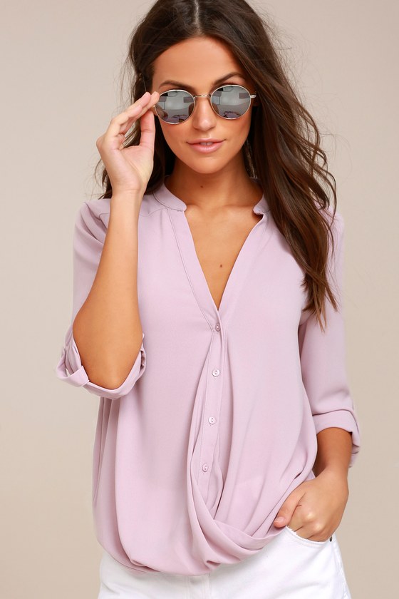 Chic ButtonUp Top Long Sleeve Top Mauve Top Mauve Blouse Lulus