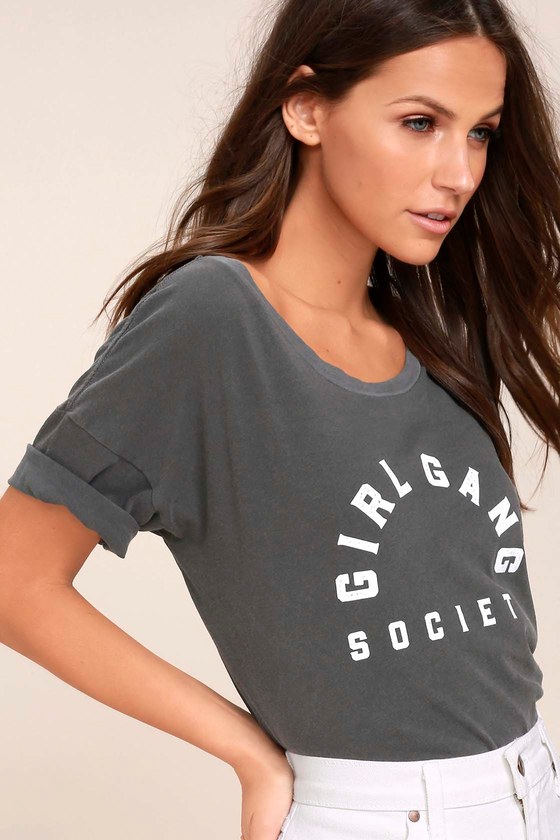 Amuse Society Cheers Sunshine Tee - Charcoal Grey Tee - Girl Gang ...