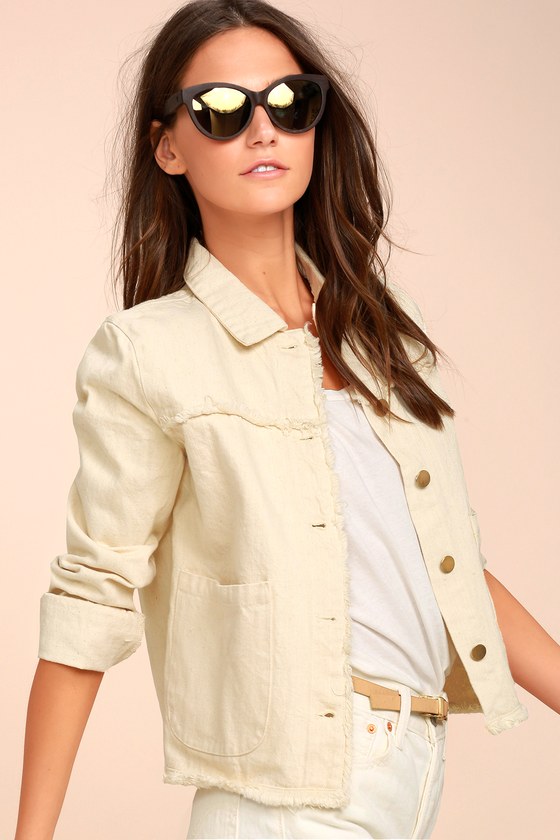 Cool Denim Jacket - Beige Denim Jacket - Beige Jacket - Lulus