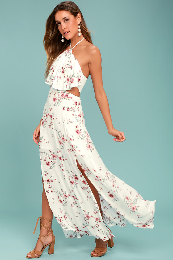 Lost + Wander Malibu White Floral Print Maxi Dress