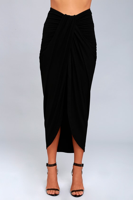 Black Skirt - Wrap Skirt - Maxi Skirt - Black Wrap Maxi