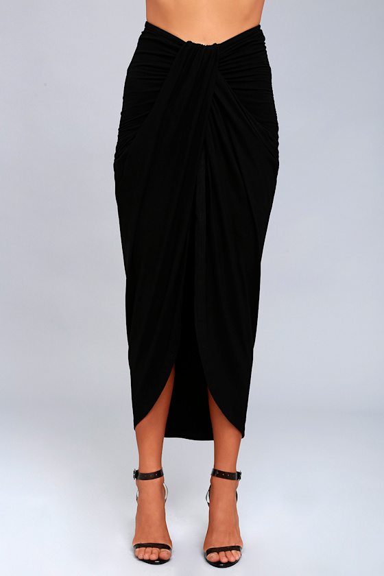 Black Skirt Wrap Skirt Maxi Skirt Black Wrap Maxi Lulus
