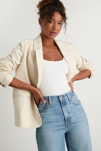 Maita Ivory Linen Oversized Blazer 1