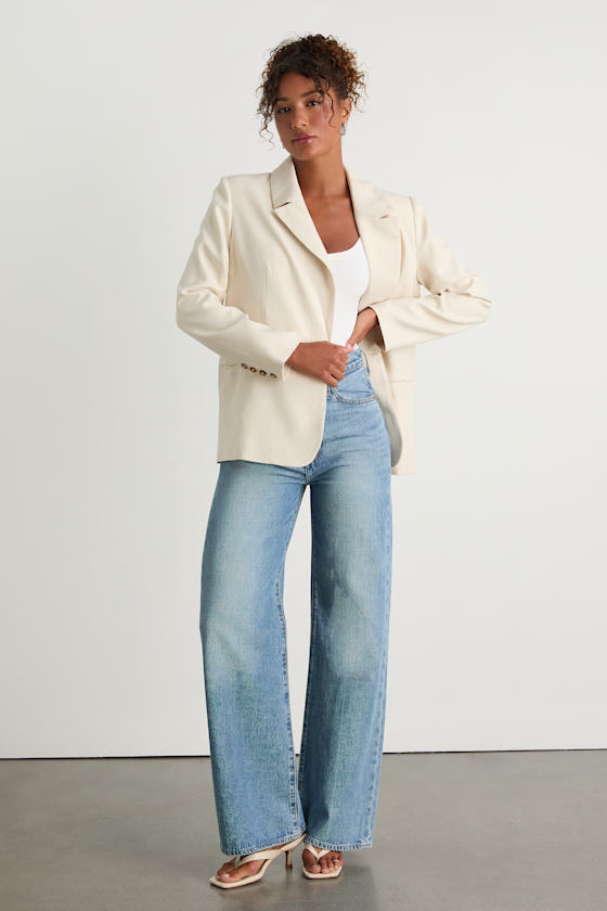 Maita Ivory Linen Oversized Blazer 3