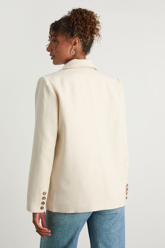 Maita Ivory Linen Oversized Blazer 4