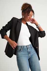 Maita Black Linen Oversized Blazer 1