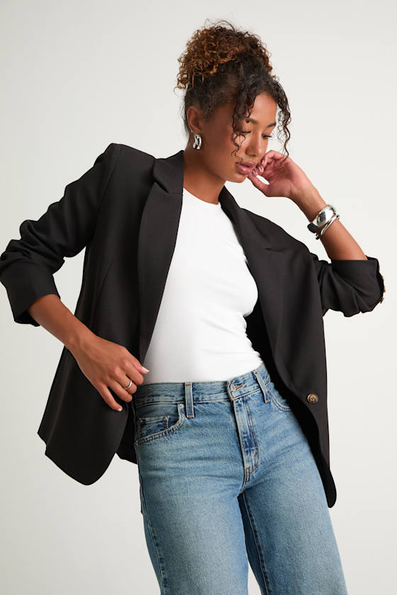 Maita Black Linen Oversized Blazer 1