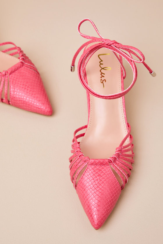 Ansel Coral Snake-Embossed Lace-Up Pumps 3