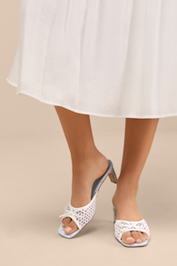 Winola Blue Gingham High Heel Slide Sandals 1