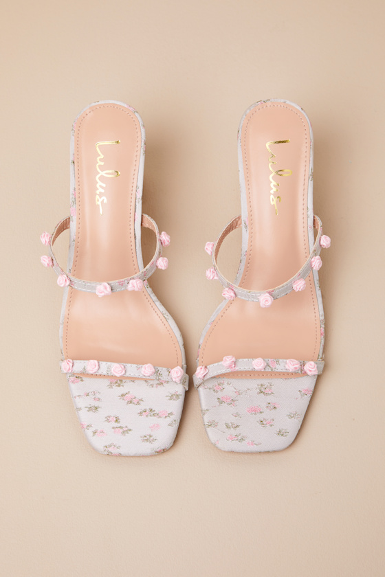 Tresa Silver Floral Strappy High Heel Sandals 2