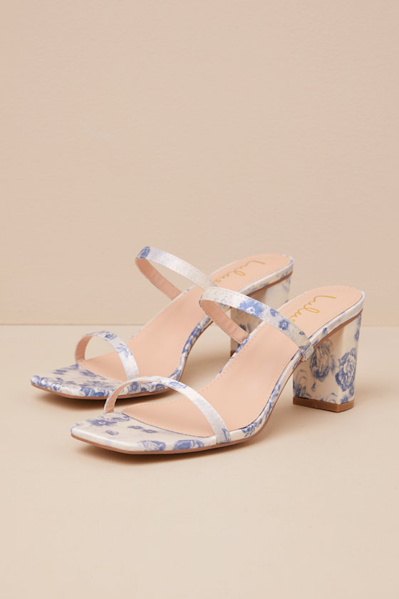 Tresa Baby Blue Floral Strappy High Heel Sandals 3
