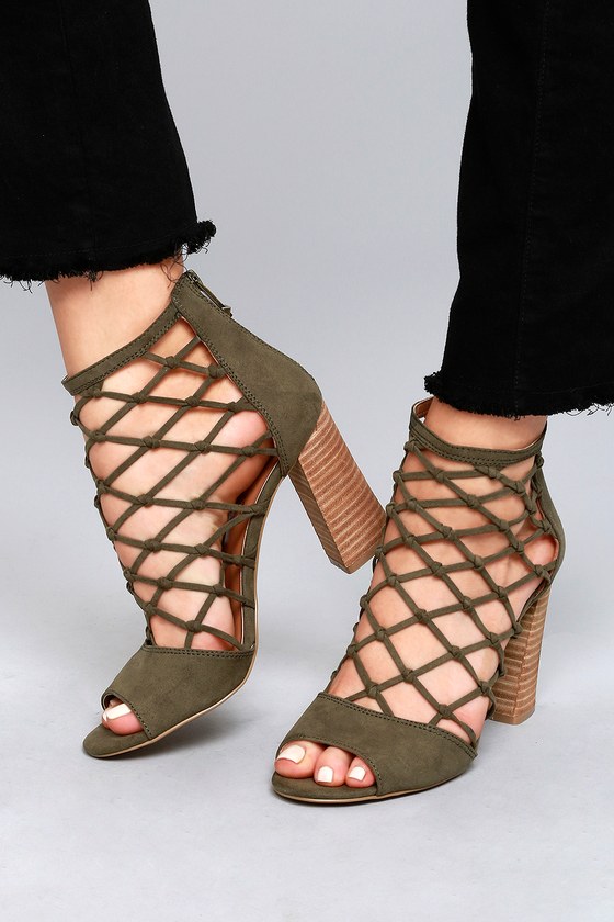 green caged heels
