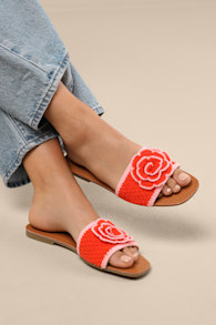 Simmy Orange Flower Slide Sandals 1