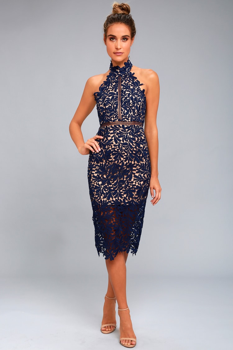 Navy dress with lace