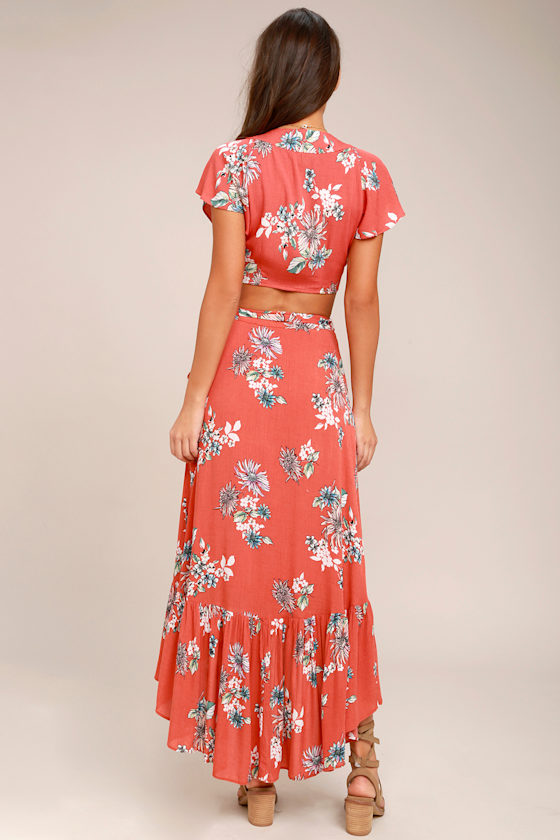 Among the Flowers Rusty Rose Floral Print Two-Piece Dress 5