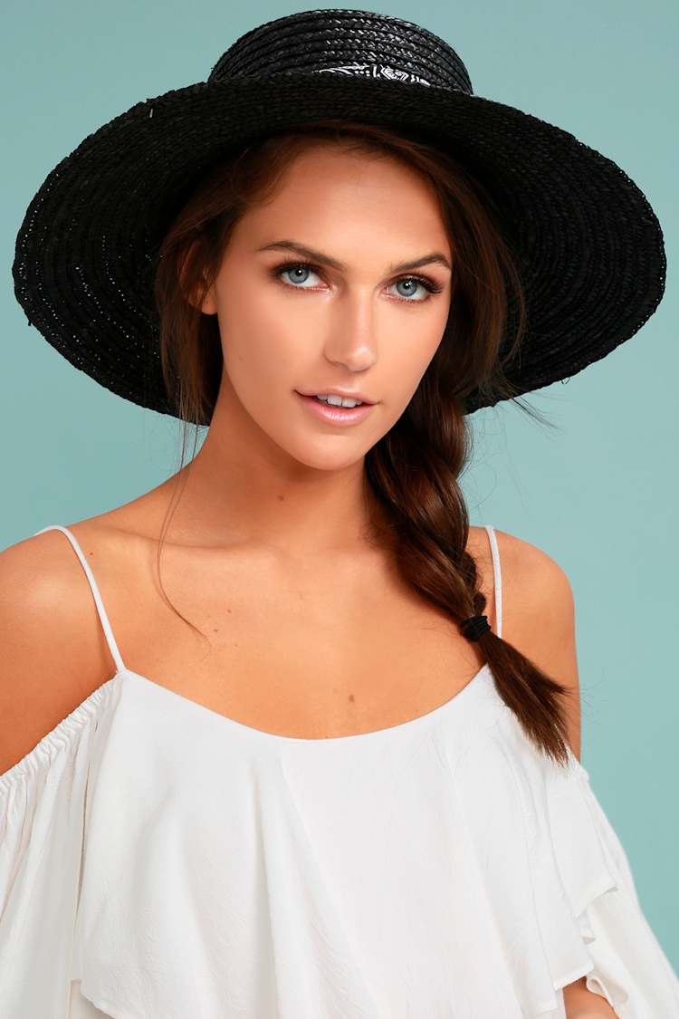 Cute Straw Hat Black Sunhat Straw Wide Brim Hat Lulus