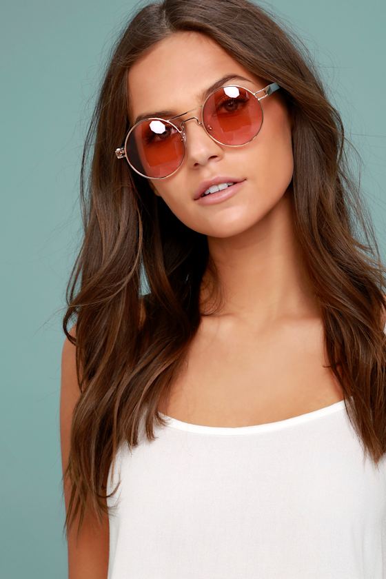 Yoko Gold and Pink Round Sunglasses 4